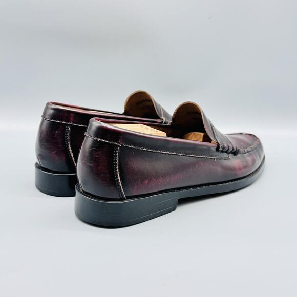 Bass Shoes Mens 10 Burgundy Leather Walton Penny Loafers Slip On Dress Moc Toe - Picture 9 of 13